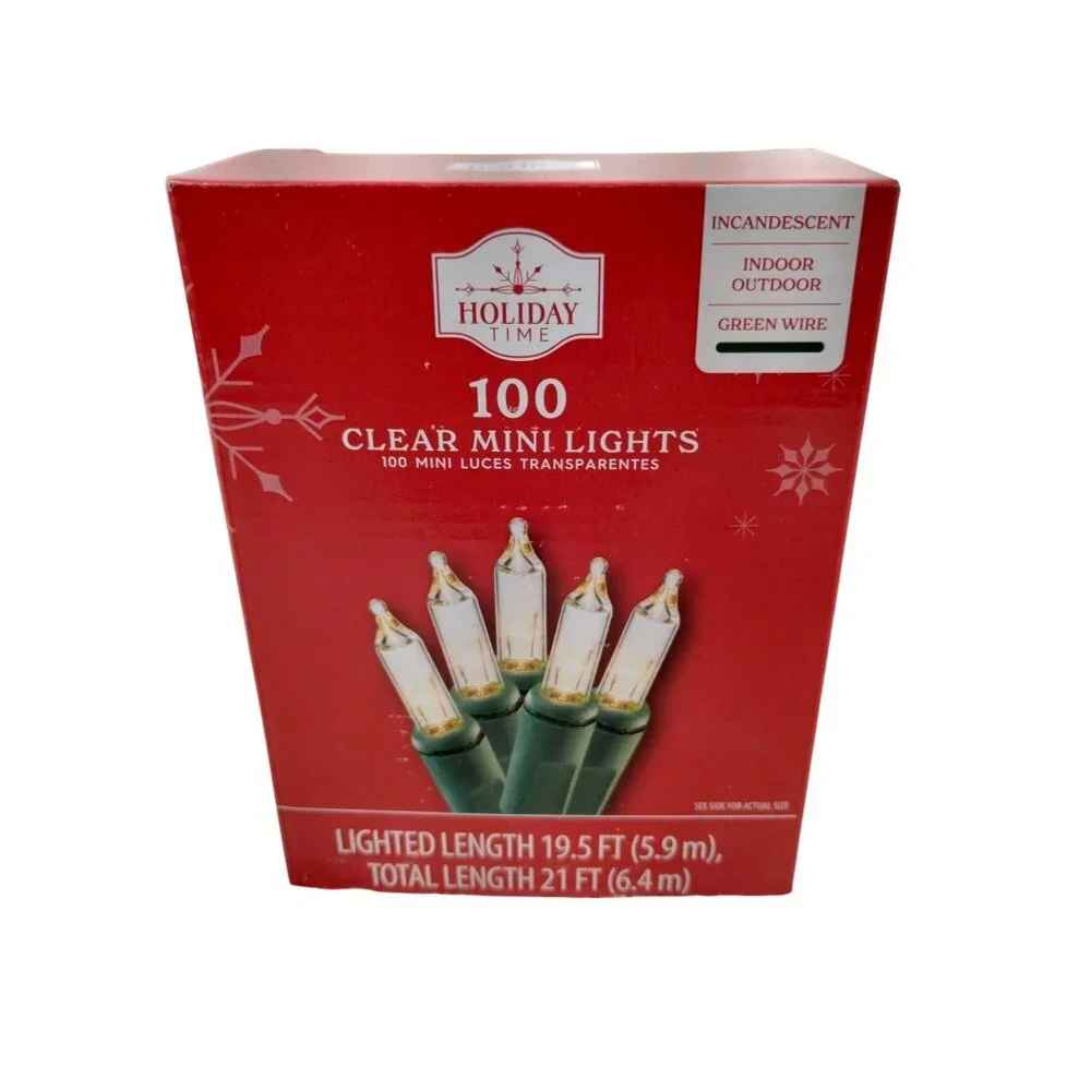 Holiday Time 300 Clear Mini Lights Incandescent Indoor/Outdoor Green Wire 19.5 F